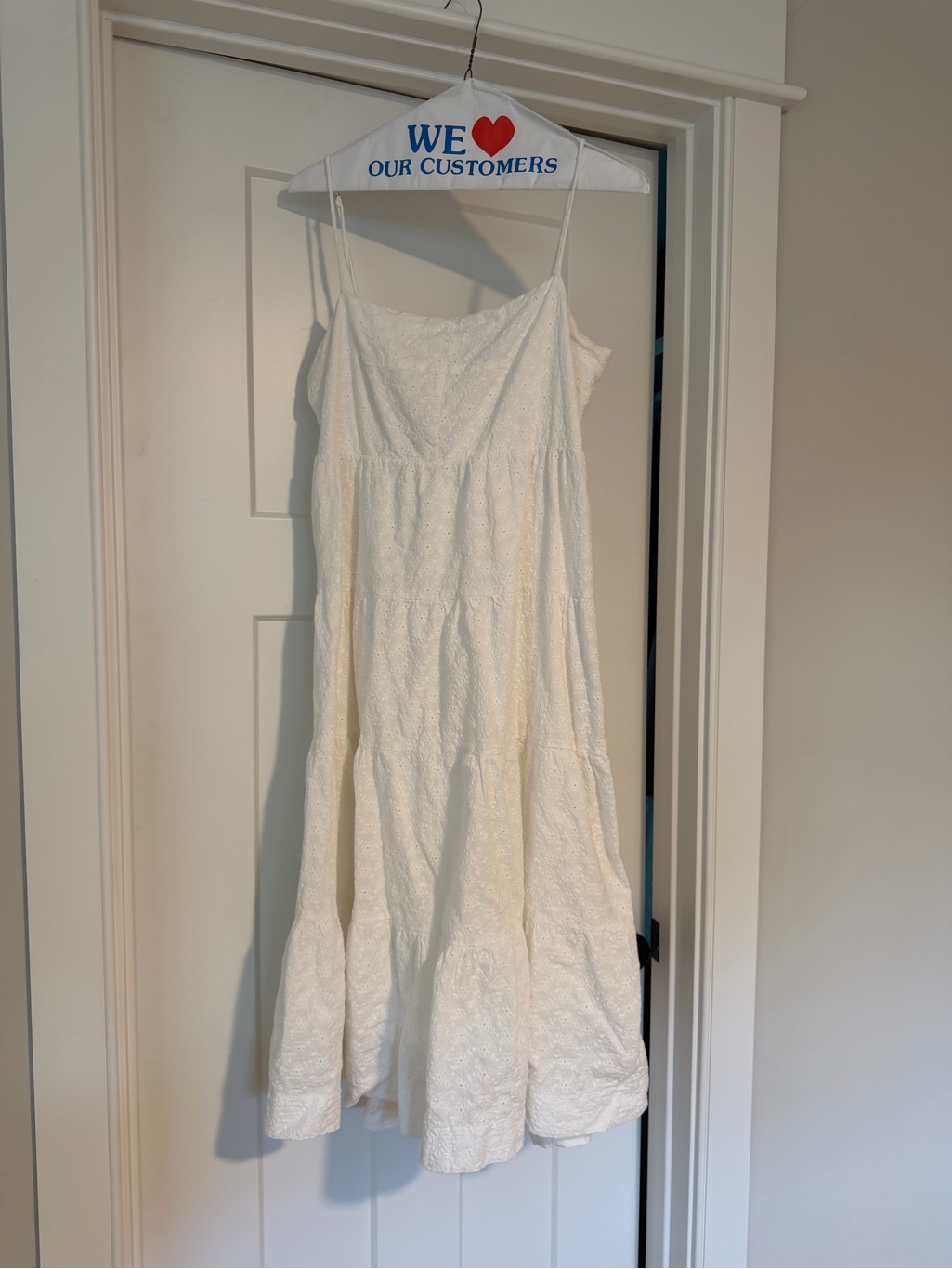Line & Dot White Eyelet Tiered Midi Dress